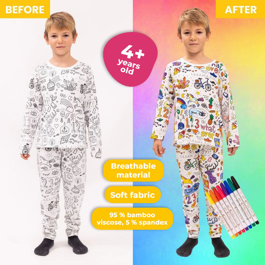 Coloring Pajamas KiddoWorld l two-piece set